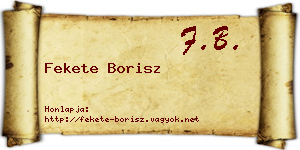 Fekete Borisz névjegykártya